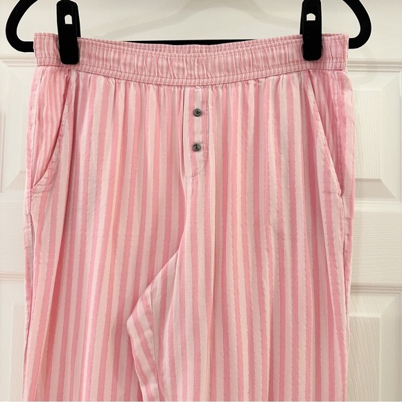 Victoria’s Secret Pink Stripe Metallic Tinsel Flannel Pajama Pants Iconic Small - Picture 6 of 7